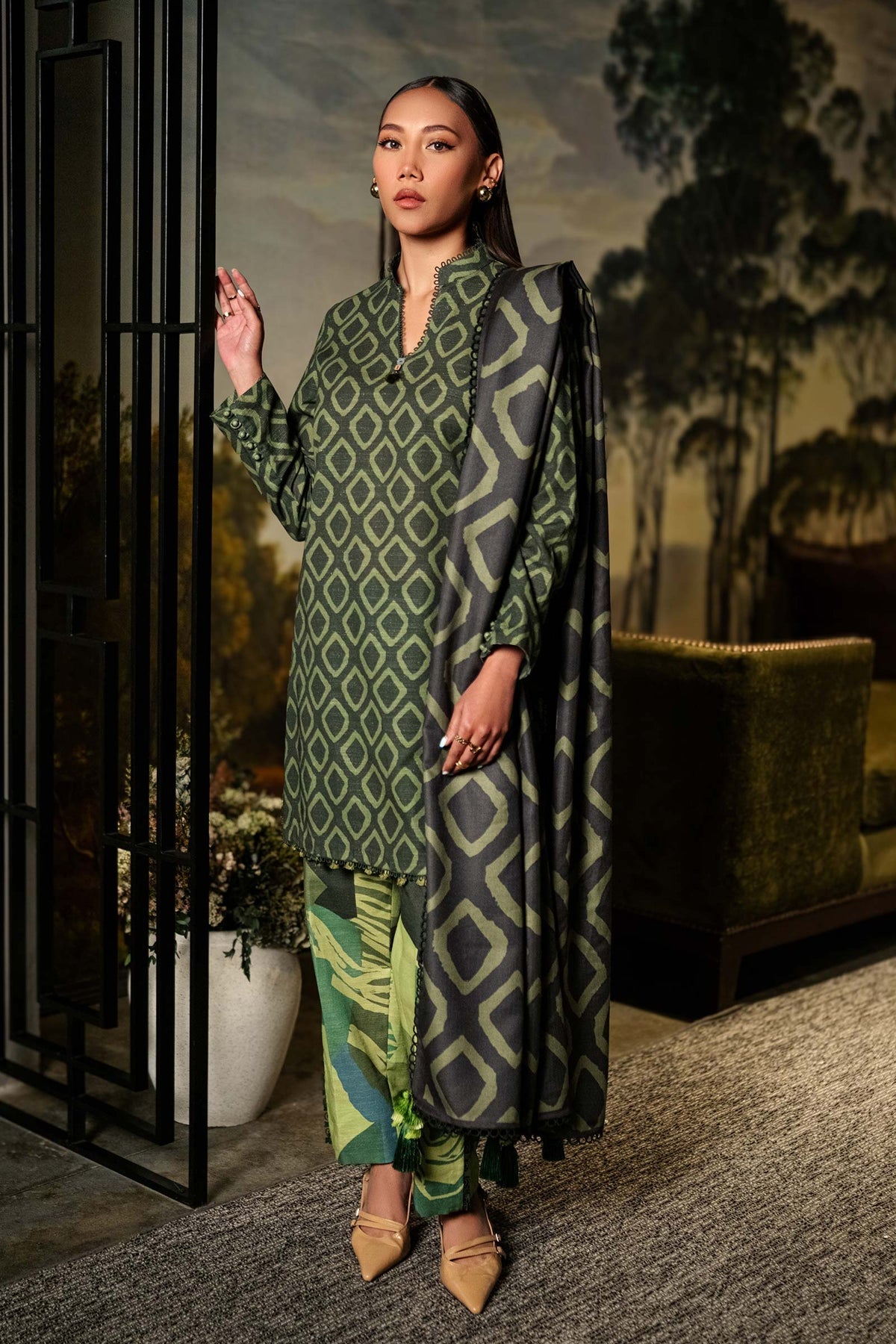 Maria. B 3 Pc Unstitched Printed Khaddar Suit D-506-A