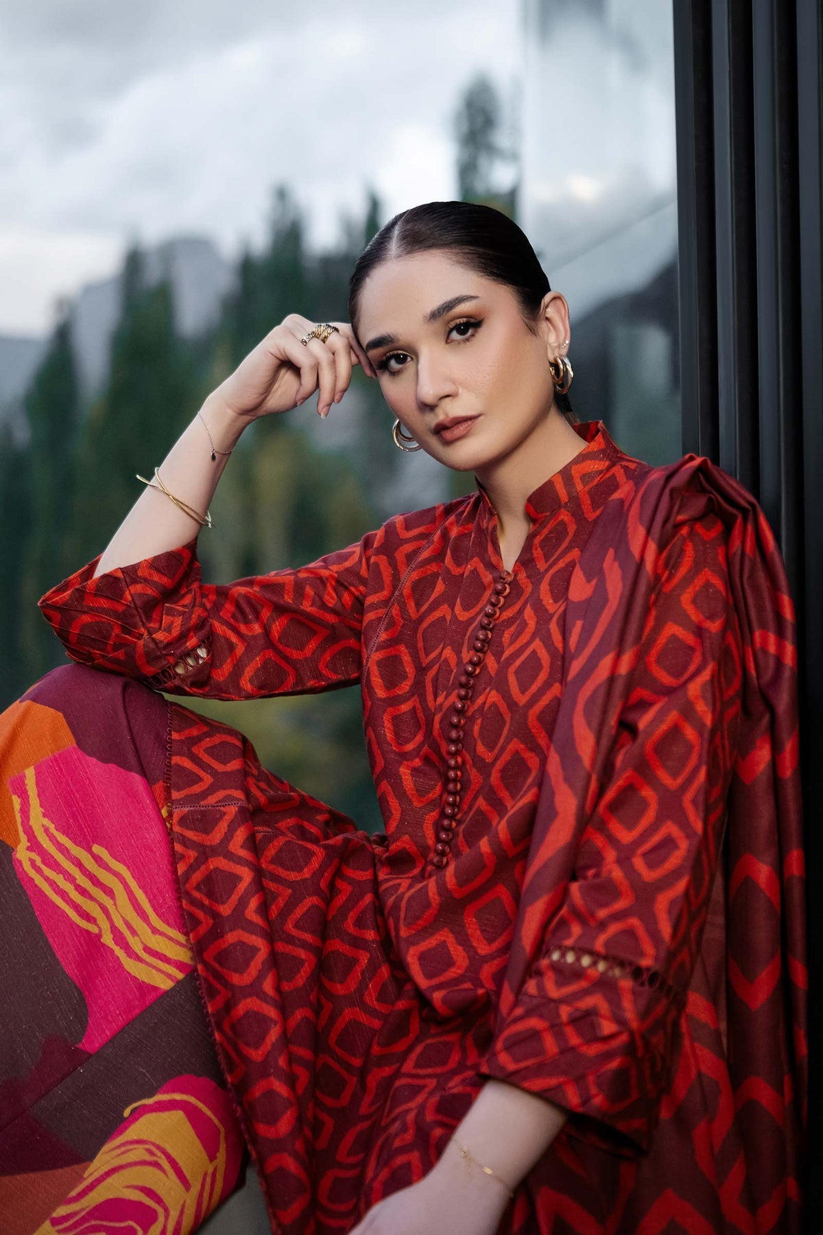 Maria. B 3 Pc Unstitched Printed Khaddar Suit D-506-B