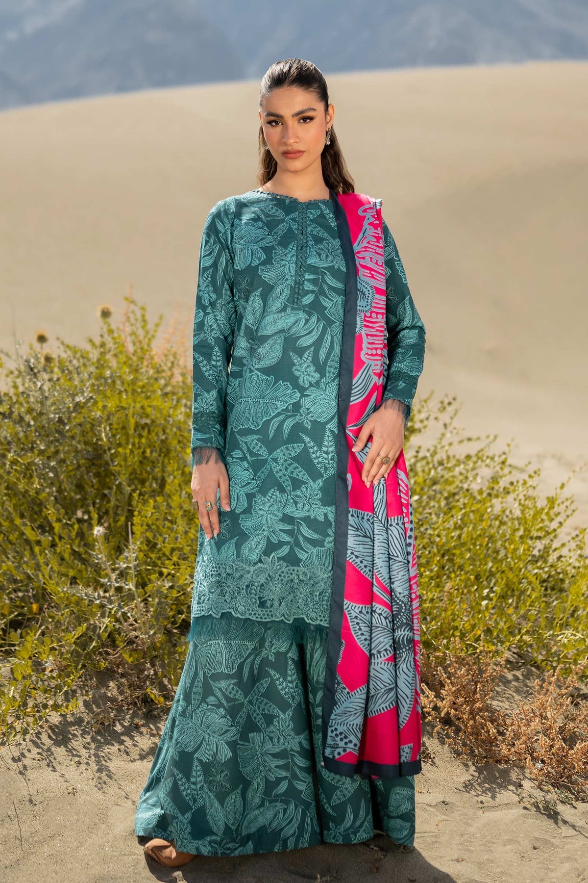 Maria. B 3 Pc Unstitched Printed Khaddar Suit D-509-A