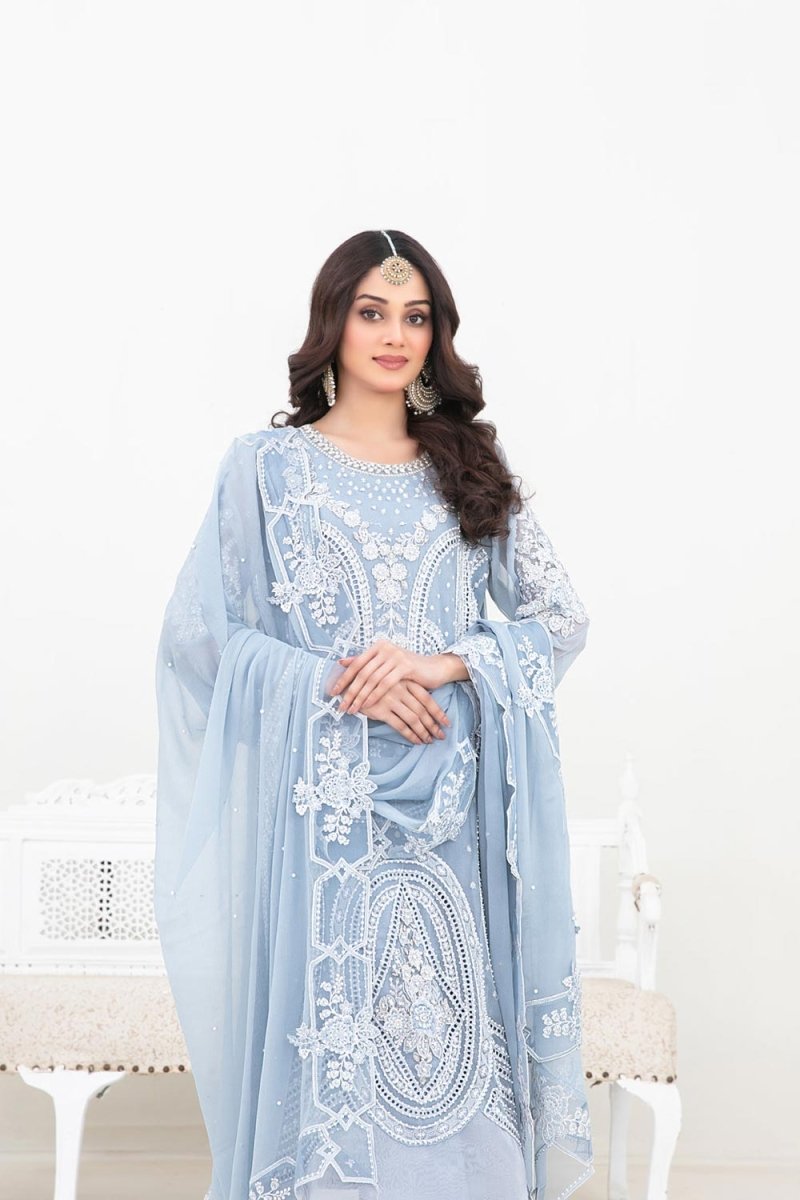 Tawakkal Fabrics 3 Piece Stitched Fancy Embroidered Chiffon Suit - D-5381