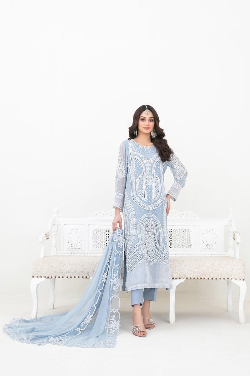 Tawakkal Fabrics 3 Piece Stitched Fancy Embroidered Chiffon Suit - D-5381