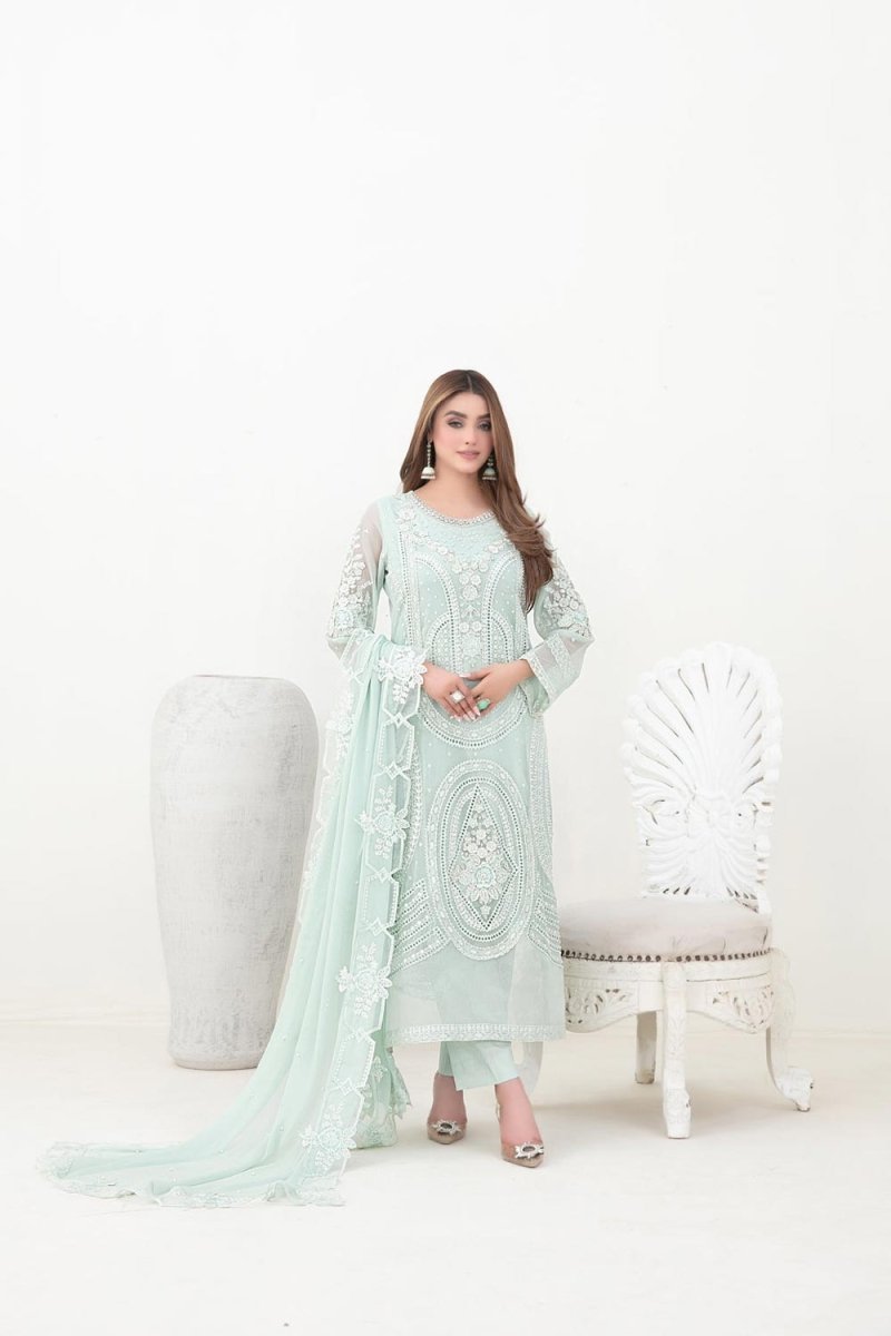 Tawakkal Fabrics 3 Piece Stitched Fancy Embroidered Chiffon Suit - D-5382
