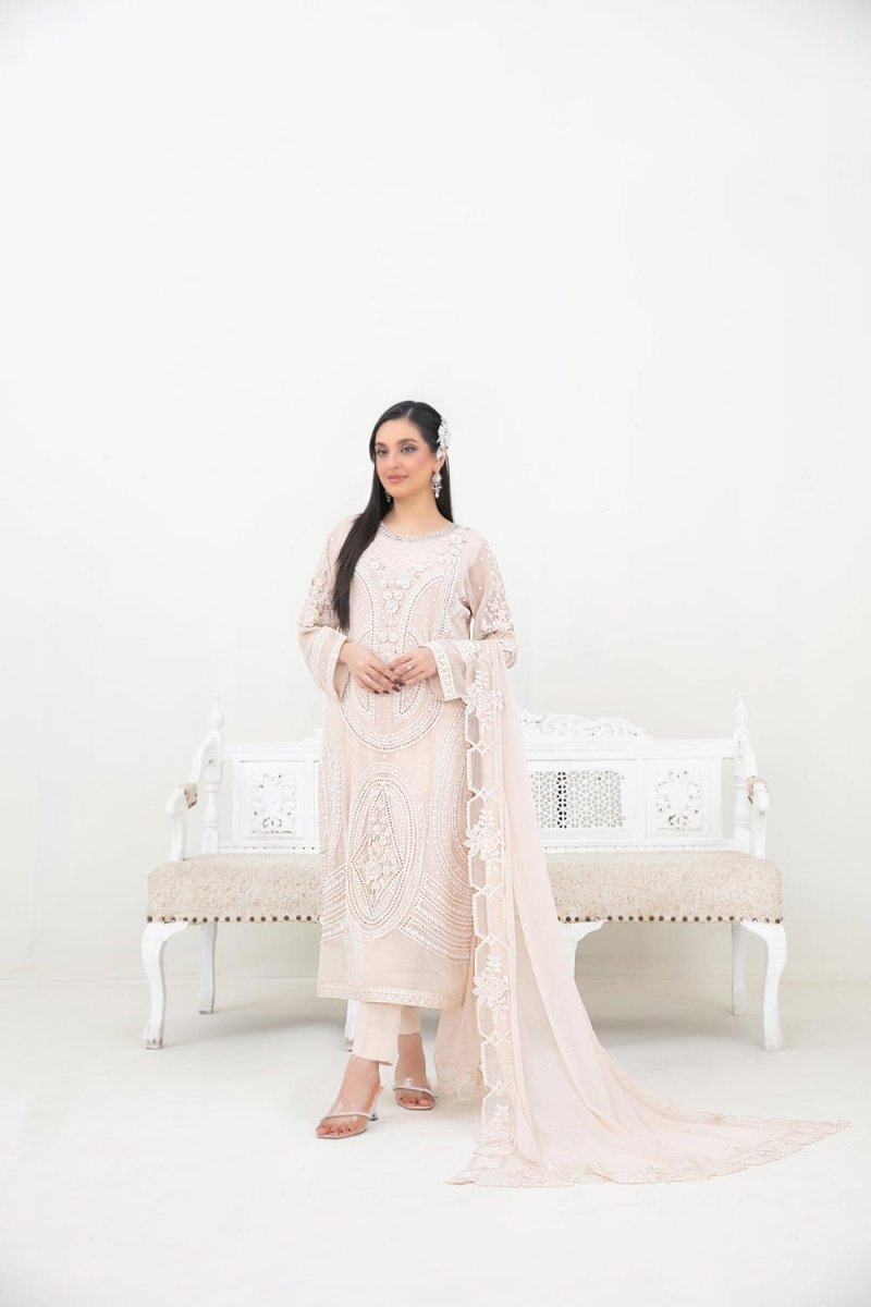 Tawakkal Fabrics 3 Piece Stitched Fancy Embroidered Chiffon Suit - D-5383