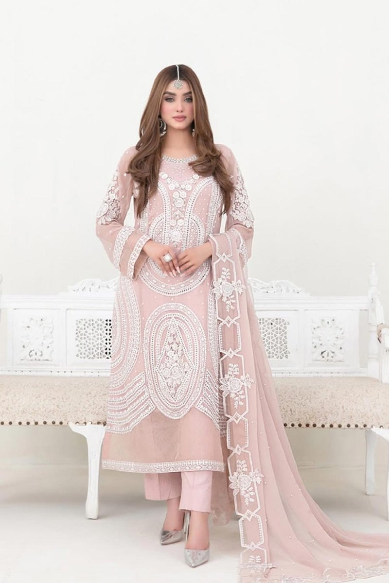 Tawakkal Fabrics 3 Piece Stitched Fancy Embroidered Chiffon Suit - D-5385
