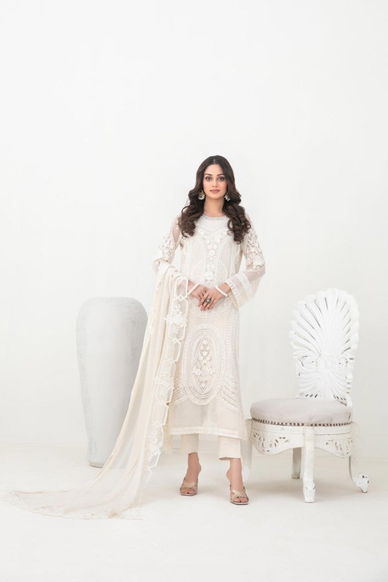 Tawakkal Fabrics 3 Piece Stitched Fancy Embroidered Chiffon Suit - D-5386