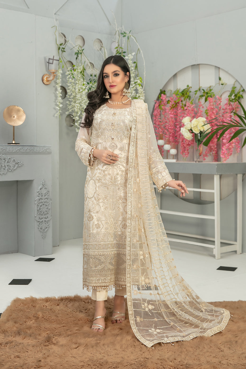 Tawakkal Fabrics 3 Piece Stitched Heavy Embroidered Fancy Suit D-7659