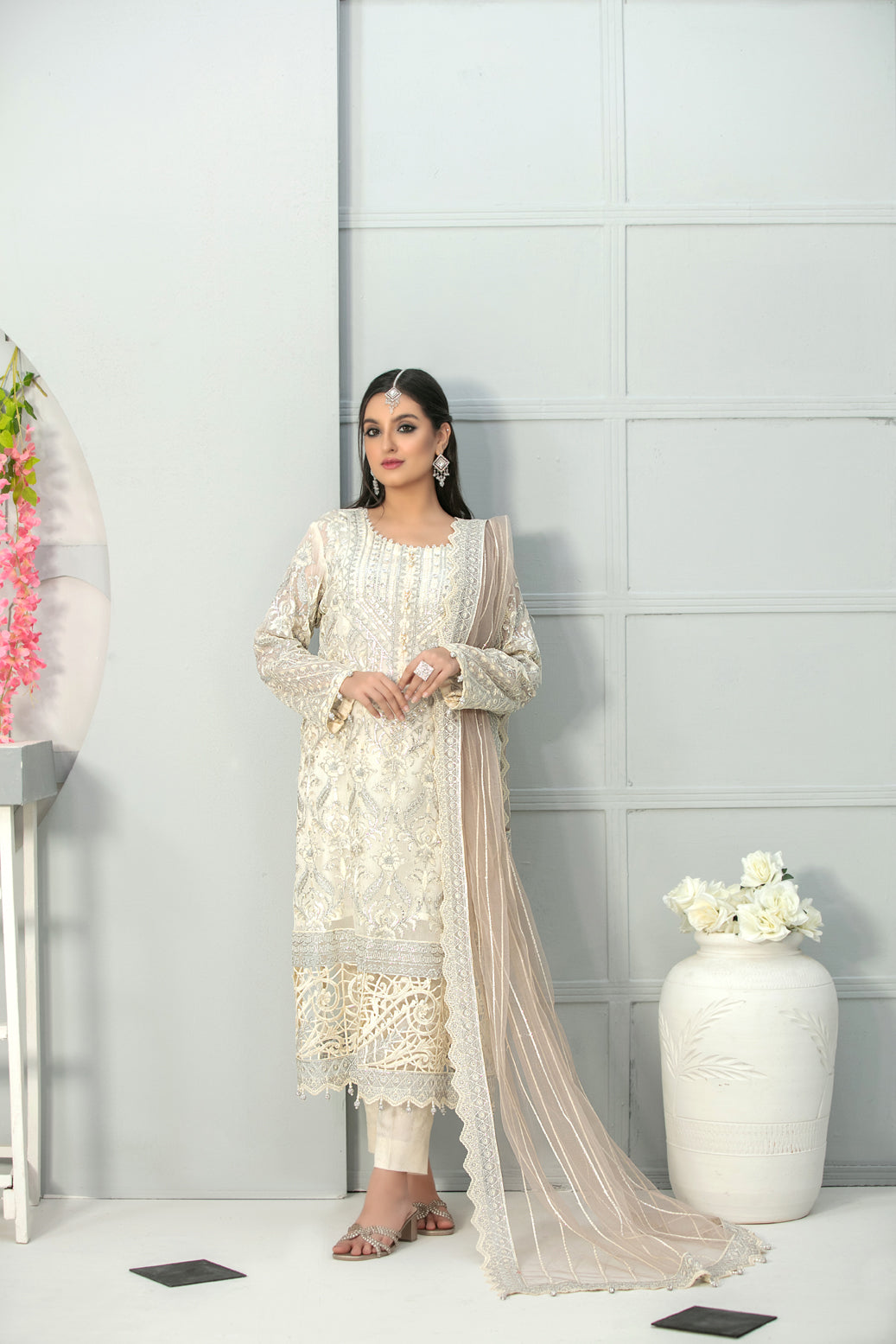 Tawakkal Fabrics 3 Piece Stitched Heavy Embroidered Fancy Suit D-7660