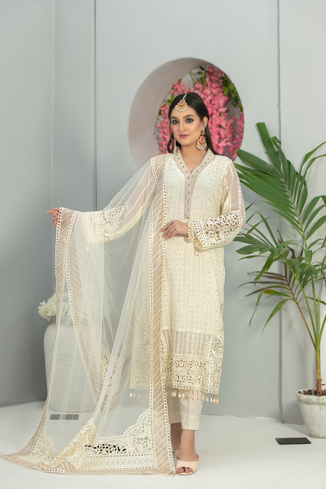 Tawakkal Fabrics 3 Piece Stitched Heavy Embroidered Fancy Suit D-7665
