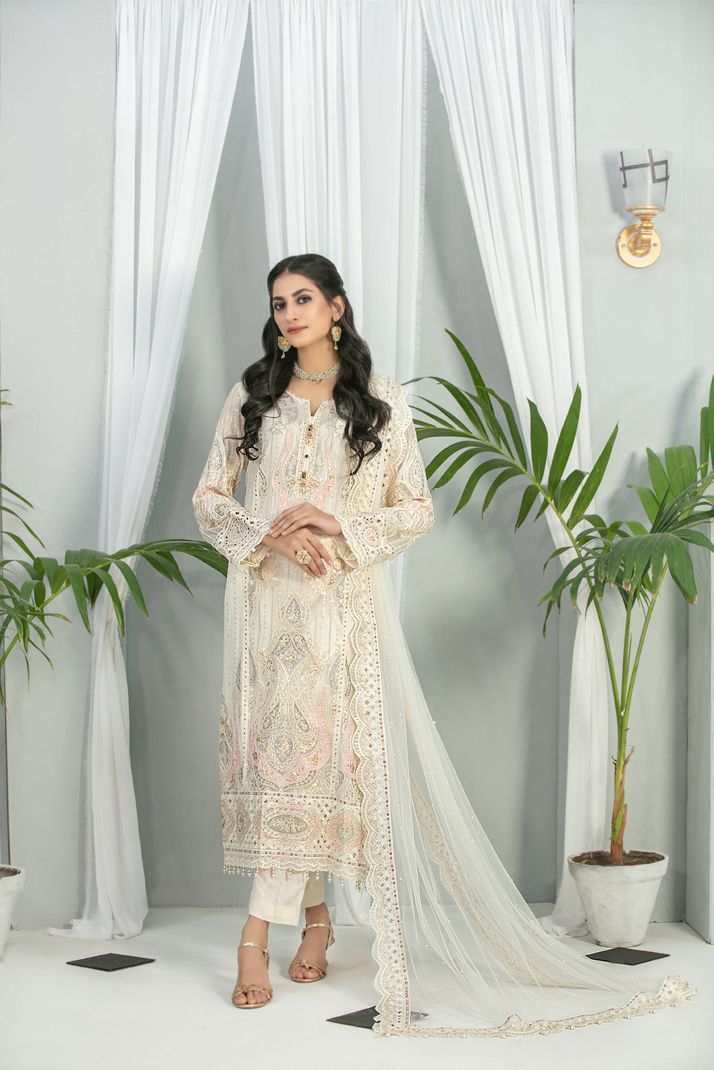 Tawakkal Fabrics 3 Piece Stitched Heavy Embroidered Fancy Suit D-7668