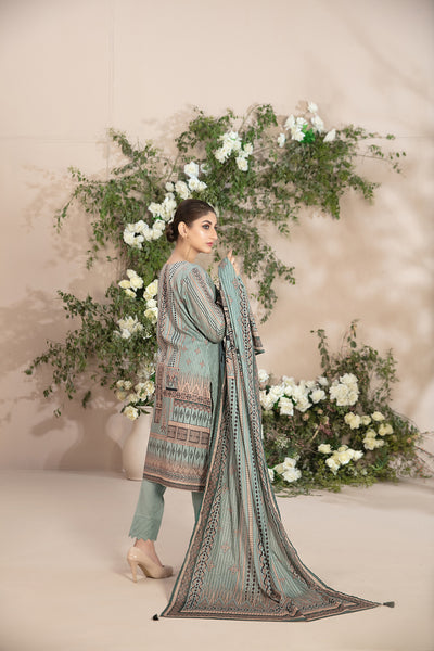 Tawakkal Fabrics 3 Piece Stitched Embroidered Digital Printed Lawn Suit D-8542