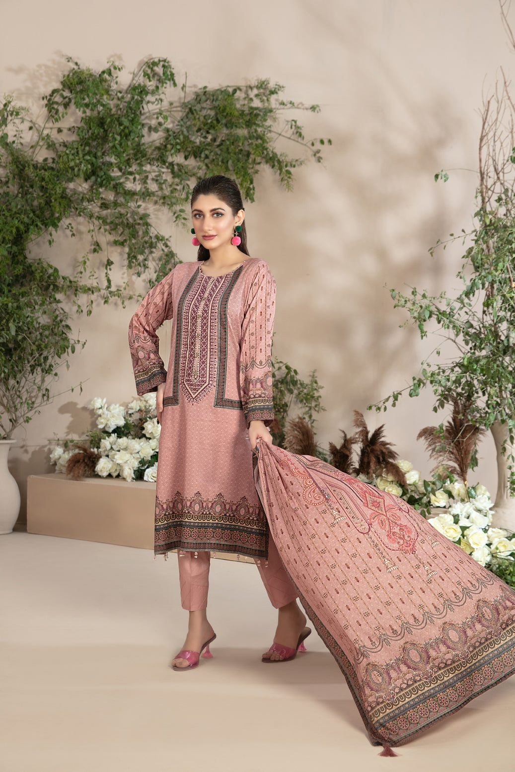 Tawakkal Fabrics 3 Piece Stitched Embroidered Digital Printed Lawn Suit D-8546