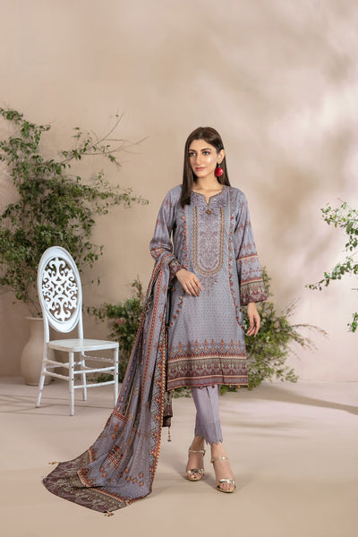 Tawakkal Fabrics 3 Piece Stitched Embroidered Digital Printed Lawn Suit D-8550