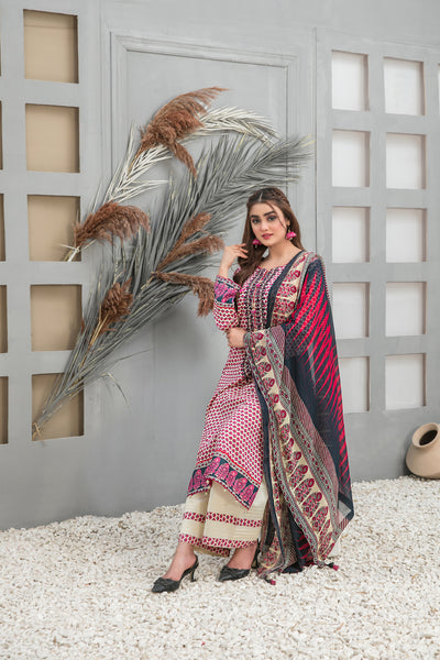 Tawakkal Fabrics 3 Piece Stitched Embroidered Digital Printed Lawn Suit D-8741