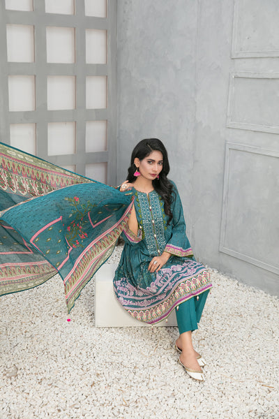 Tawakkal Fabrics 3 Piece Stitched Embroidered Digital Printed Lawn Suit D-8745