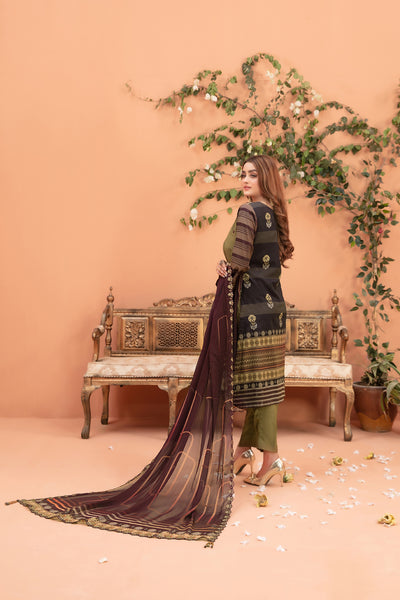 Tawakkal Fabrics 3 Piece Stitched Fancy Embroidered Digital Printed Lawn Suit D-8951