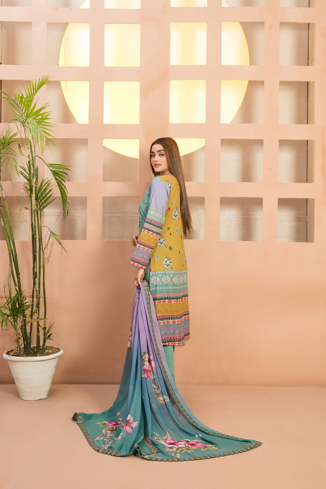 Tawakkal Fabrics 3 Piece Stitched Fancy Embroidered Digital Printed Lawn Suit D-8952