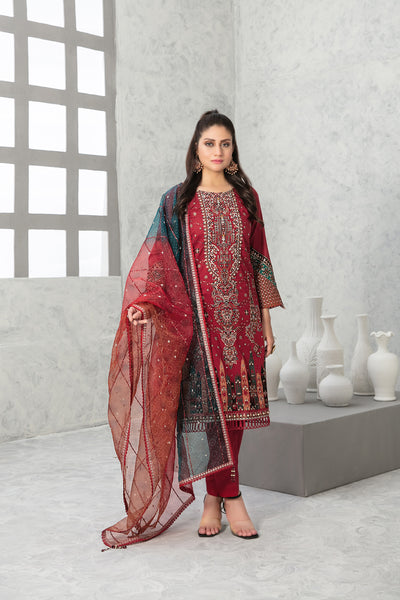 Tawakkal Fabrics 3 Piece Stitched Fancy Embroidered Lawn Suit D-9012