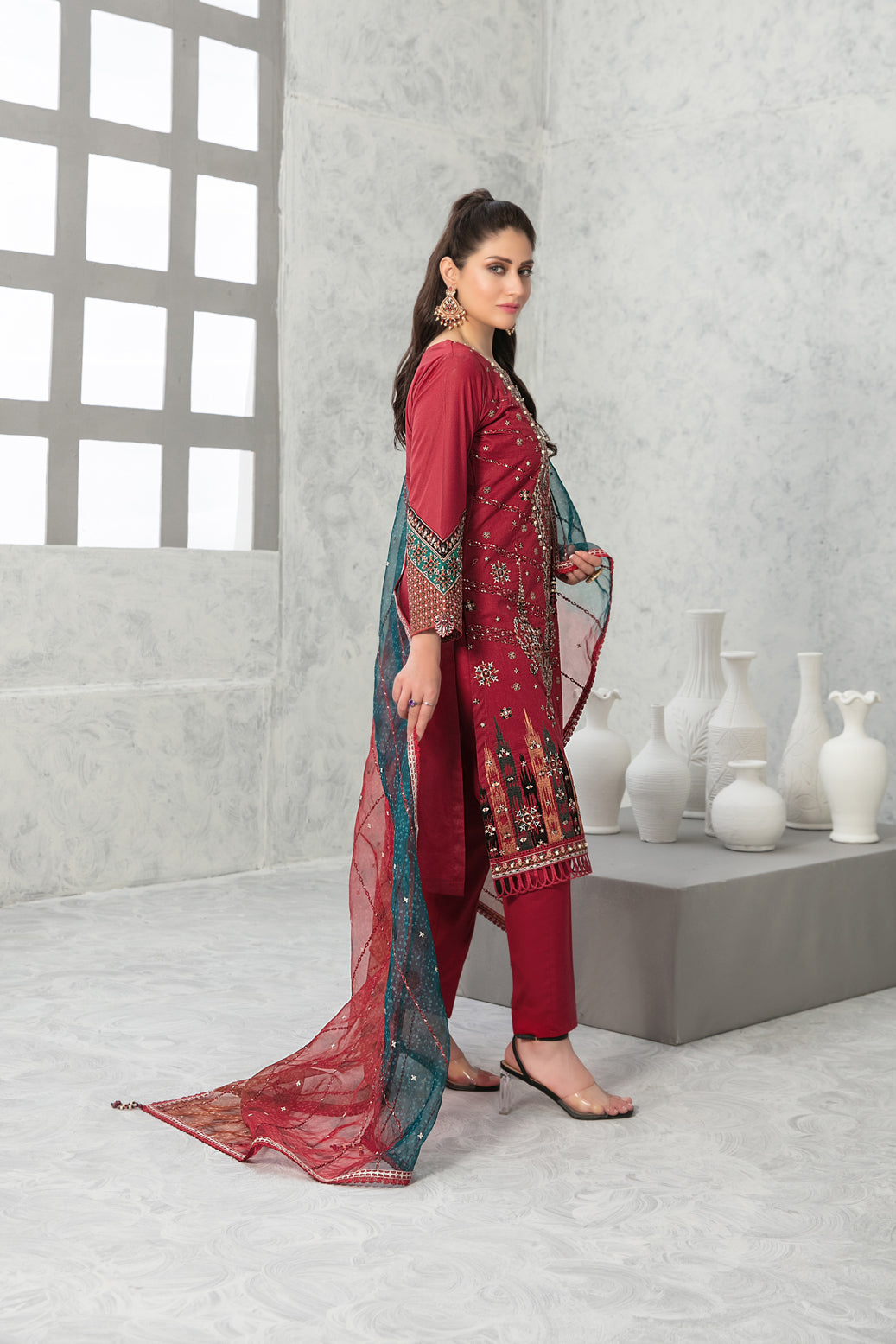 Tawakkal Fabrics 3 Piece Stitched Fancy Embroidered Lawn Suit D-9012