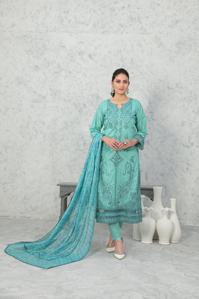 Tawakkal Fabrics 3 Piece Stitched Fancy Embroidered Lawn Suit D-9013