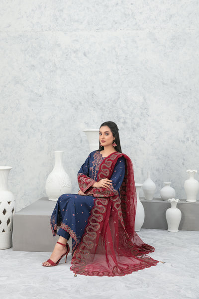 Tawakkal Fabrics 3 Piece Stitched Fancy Embroidered Lawn Suit D-9017