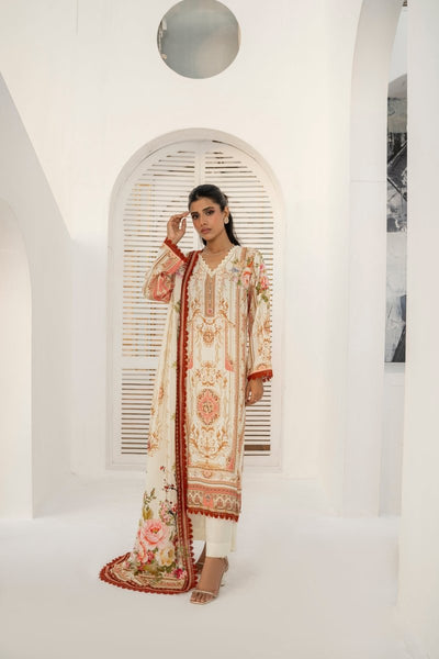 FIRDOUS 3 Piece Stitched Printed Linen Suit - D-901