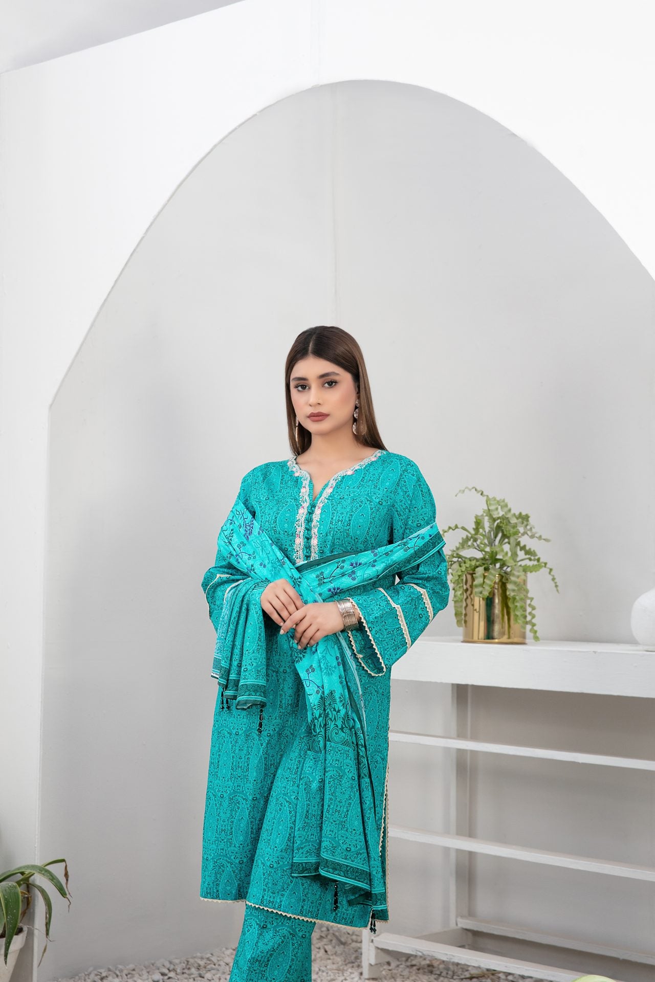 Tawakkal Fabrics 3 Piece Stitched Embroidered Digital Printed Lawn Suit D-9026