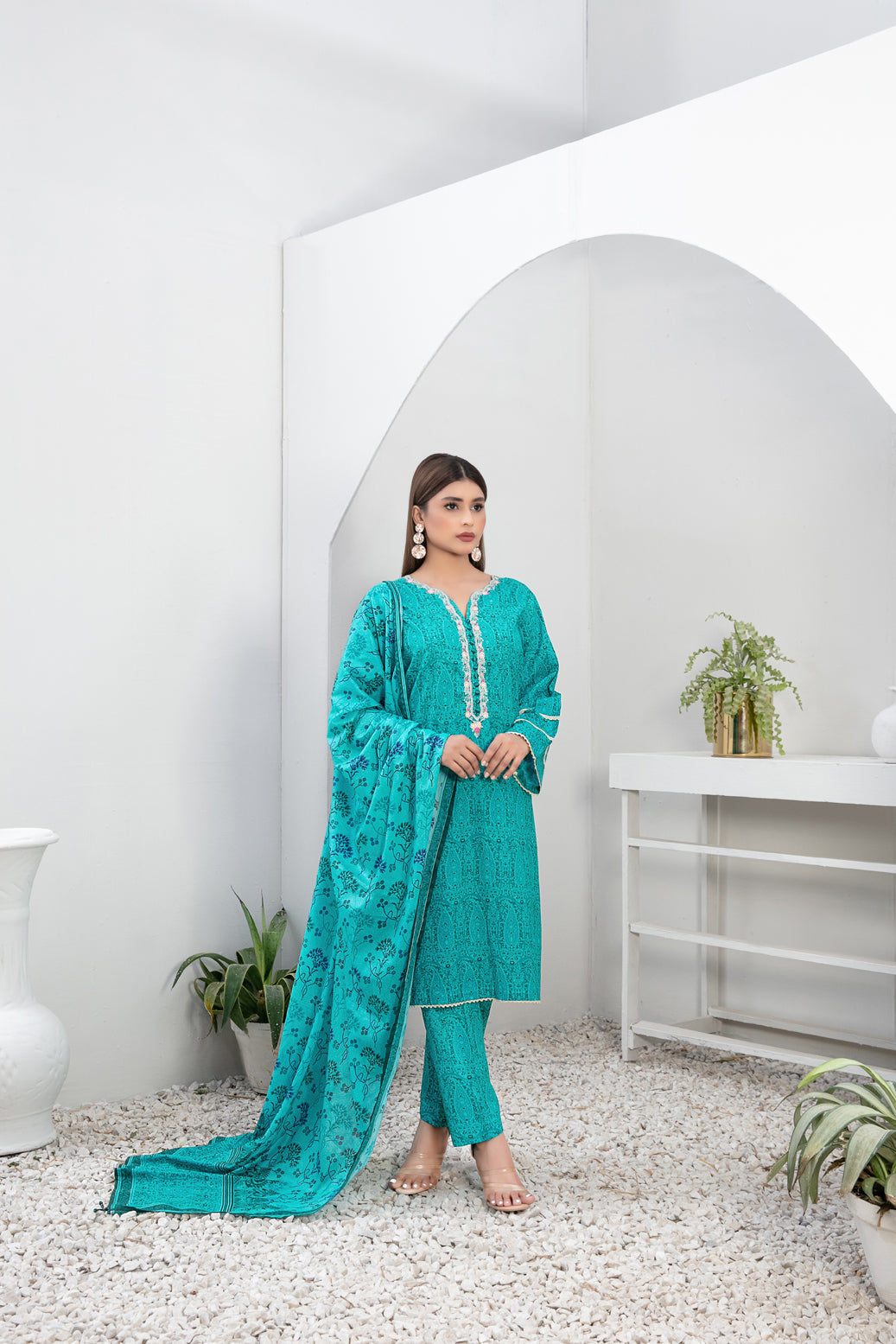 Tawakkal Fabrics 3 Piece Stitched Embroidered Digital Printed Lawn Suit D-9026