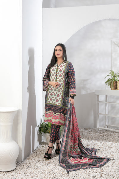 Tawakkal Fabrics 3 Piece Stitched Embroidered Digital Printed Lawn Suit D-9031