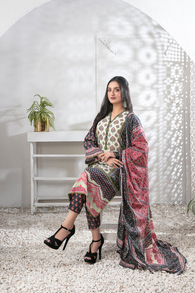 Tawakkal Fabrics 3 Piece Stitched Embroidered Digital Printed Lawn Suit D-9031