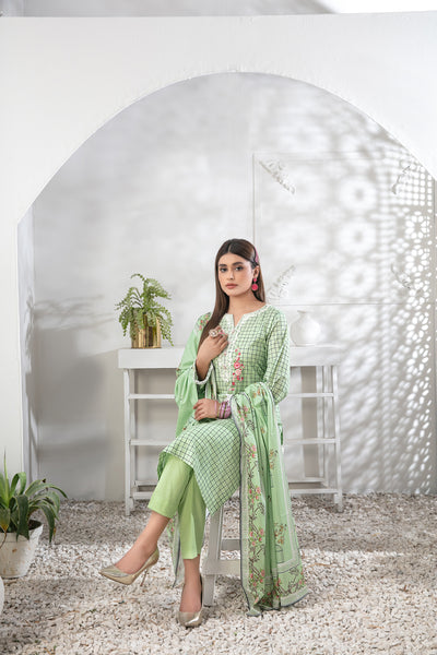 Tawakkal Fabrics 3 Piece Stitched Embroidered Digital Printed Lawn Suit D-9038