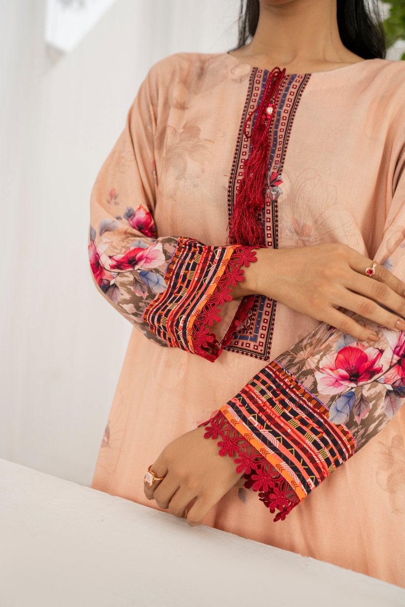 FIRDOUS 3 Piece Stitched Printed Linen Suit - D-904