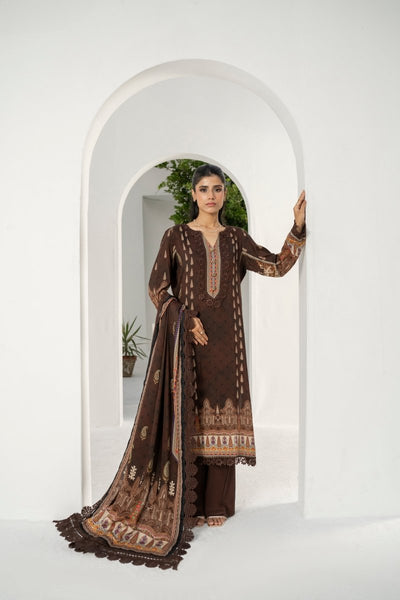 FIRDOUS 3 Piece Stitched Printed Linen Suit - D-907