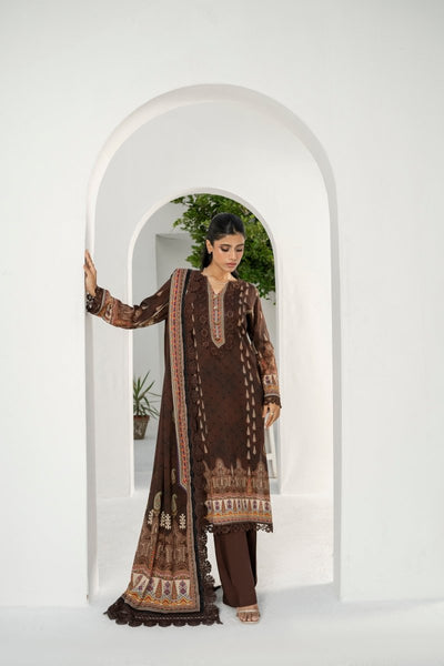 FIRDOUS 3 Piece Stitched Printed Linen Suit - D-907