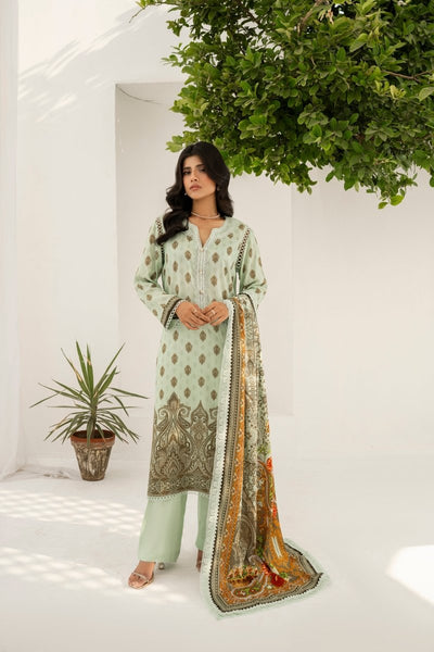 FIRDOUS 3 Piece Stitched Printed Linen Suit - D-908