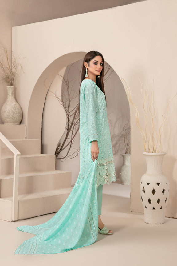 Tawakkal Fabrics 3 Piece Stitched Embroidered Printed Lawn Suit - D-9113