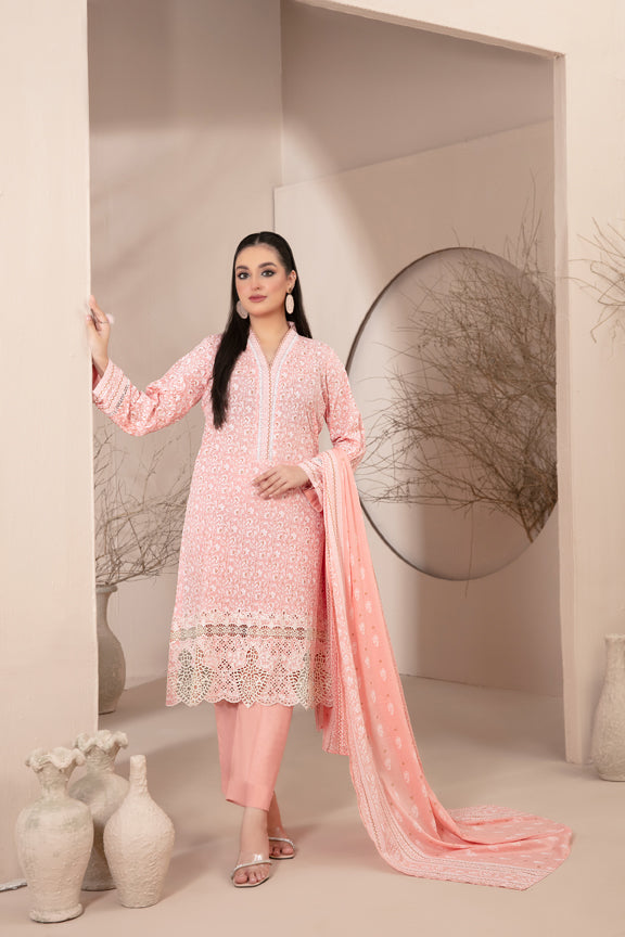 Tawakkal Fabrics 3 Piece Stitched Embroidered Printed Lawn Suit - D-9114