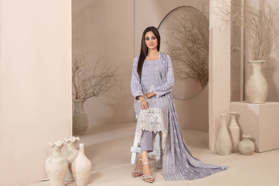 Tawakkal Fabrics 3 Piece Stitched Embroidered Printed Lawn Suit - D-9115