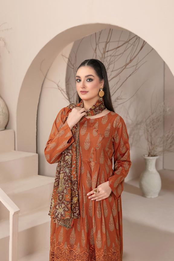 Tawakkal Fabrics 3 Piece Stitched Embroidered Printed Lawn Suit - D-9117