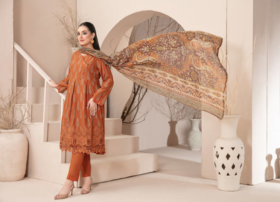 Tawakkal Fabrics 3 Piece Stitched Embroidered Printed Lawn Suit - D-9117