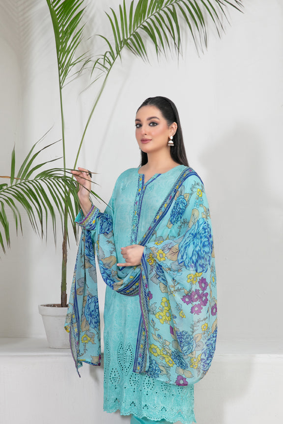 Tawakkal Fabrics 3 Piece Stitched Embroidered Printed Lawn Suit - D-9119