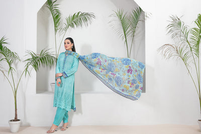 Tawakkal Fabrics 3 Piece Stitched Embroidered Printed Lawn Suit - D-9119