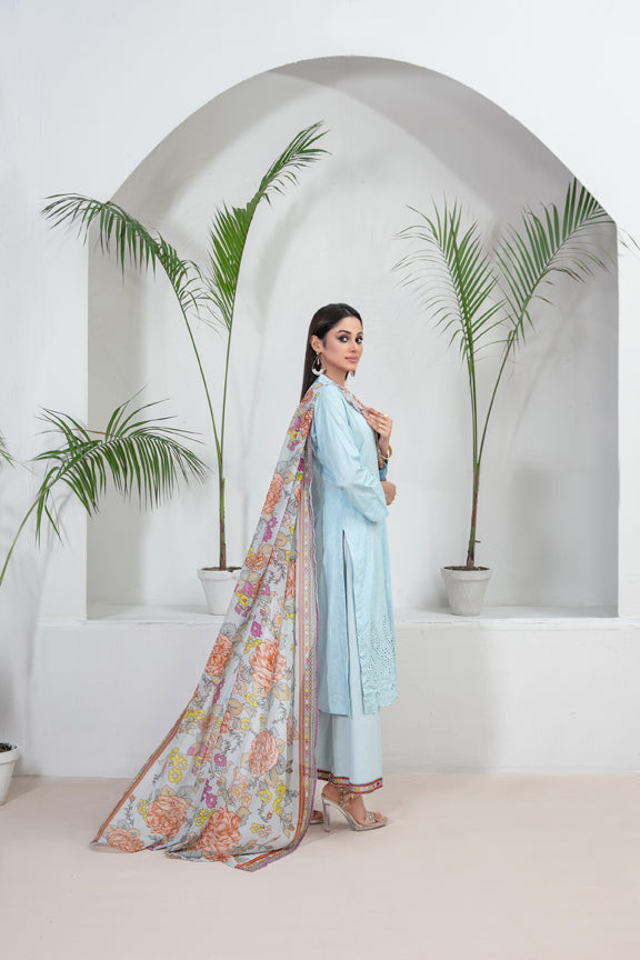 Tawakkal Fabrics 3 Piece Stitched Embroidered Printed Lawn Suit - D-9120