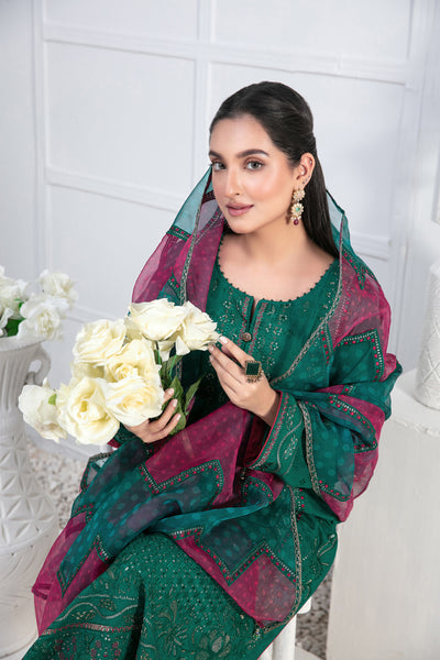 Tawakkal Fabrics 3 Piece Stitched Fancy Embroidered Lawn Jacquard Suit D-9184