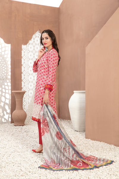 Tawakkal Fabrics 3 Piece Stitched Boring Daman Embroidered Rotary Printed Lawn Suit D-9200