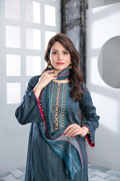 Tawakkal Fabrics 3 Piece Stitched Heavy Boring Embroidered Jacquard Lawn Suit  D-9295