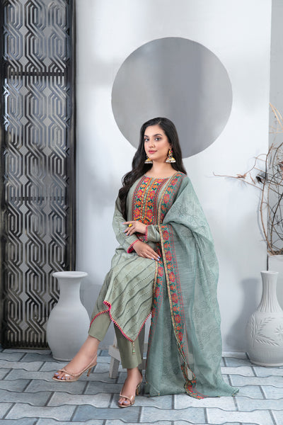 Tawakkal Fabrics 3 Piece Stitched Heavy Boring Embroidered Jacquard Lawn Suit D-9297