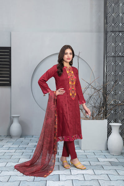 Tawakkal Fabrics 3 Piece Stitched Heavy Boring Embroidered Jacquard Lawn Suit D-9298