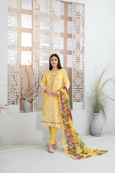 Tawakkal Fabrics 3 Piece Stitched Embroidered Digital Printed Lawn Suit D-9305