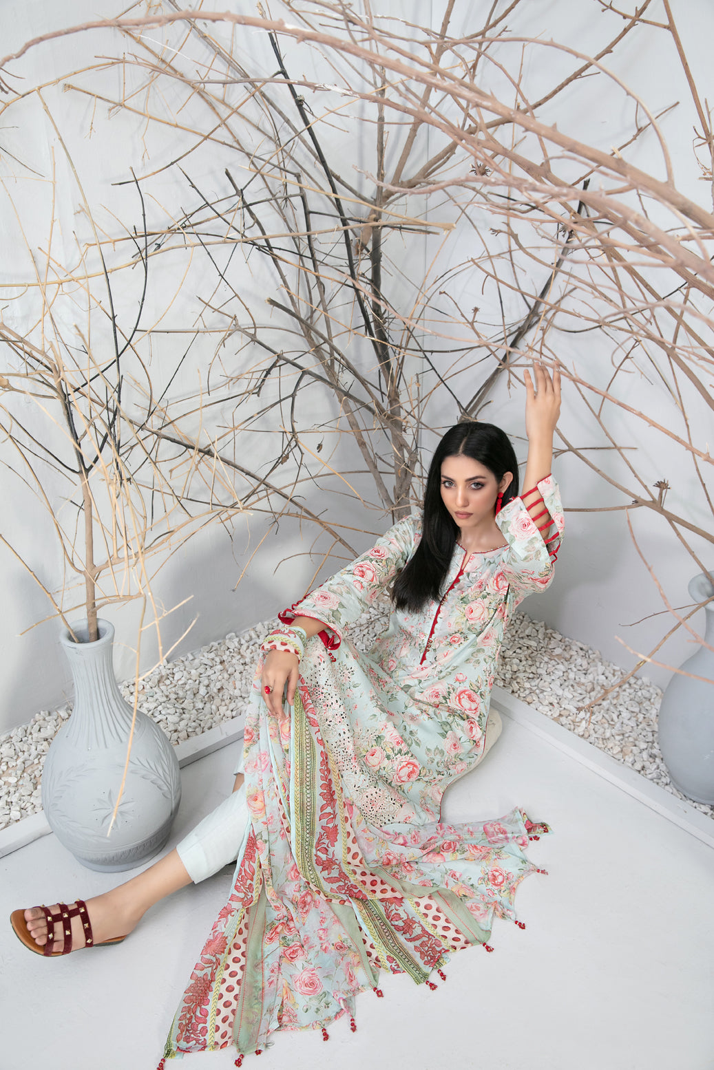 Tawakkal Fabrics 3 Piece Stitched Embroidered Digital Printed Lawn Suit D-9306