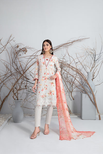 Tawakkal Fabrics 3 Piece Stitched Embroidered Digital Printed Lawn Suit D-9307